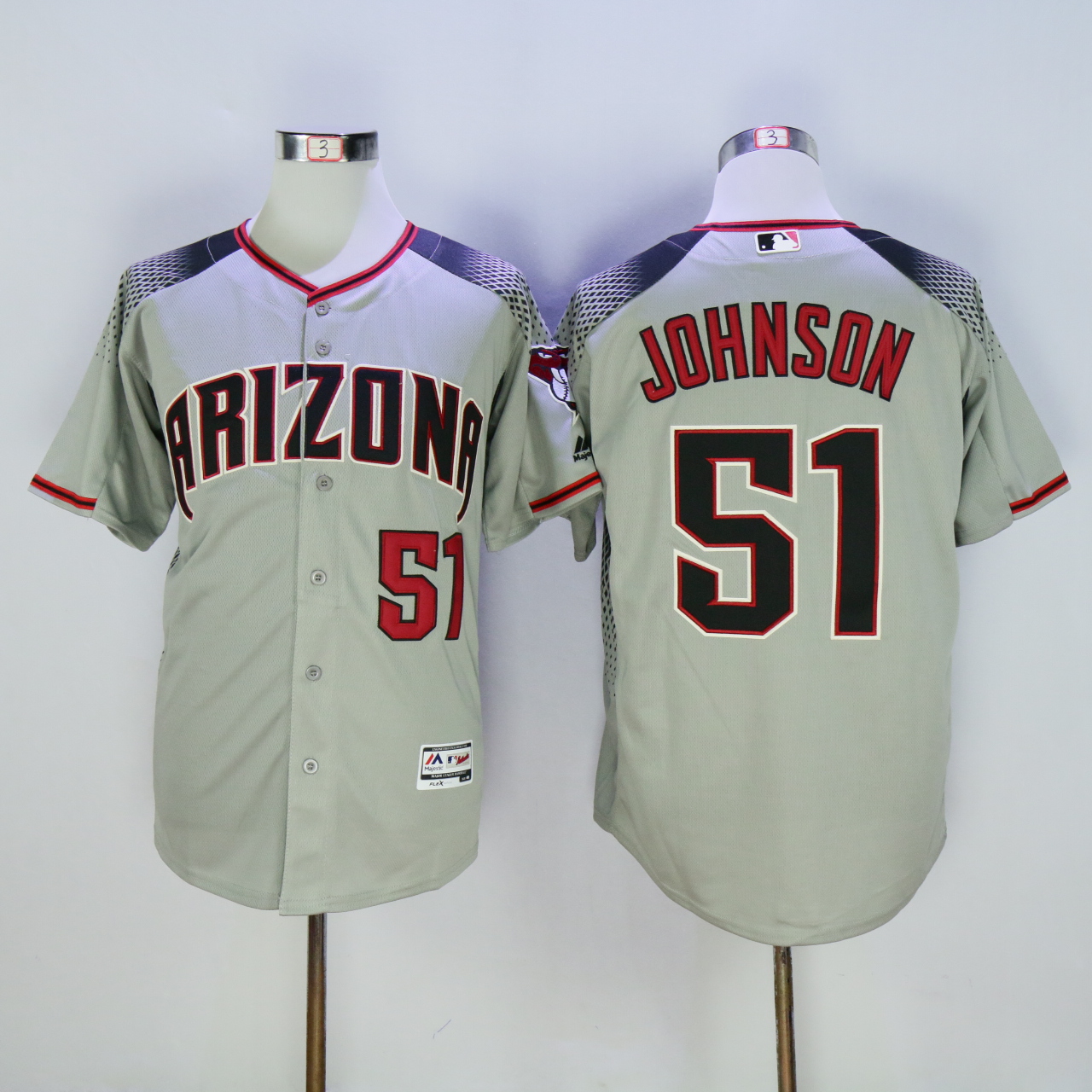 Men Arizona Diamondback #51 Johnson Grey MLB Jerseys1